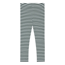 BIRKHOLM Stribede Rib Leggings Perfekt Hvid & Platan Grøn